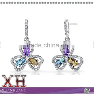 Hot Sale Sterling Silver Amethyst Aquamarine Champange Earrings thumbnail-1