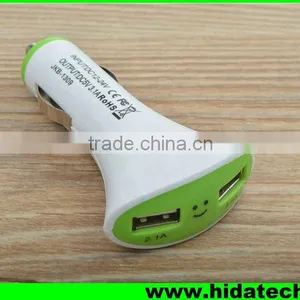 Christmas Promotional Dual Usb Electric Car Charger Adapter for Iphone in Fanshaped With Smile Face thumbnail-4