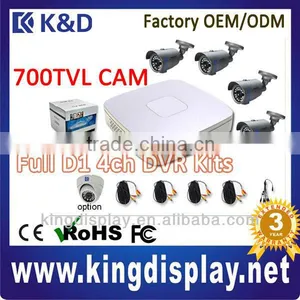 Cheap Wholesale Cctv Dvr Kit 4ch d1 Dvr With 700tvl ir Bullet Cctv Camera Diy Kit System thumbnail-1
