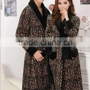 2015 New Design Coral Fleece Sexy Leopard Bathrobe thumbnail-5