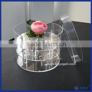 YAGELI-RF001 Fashion Custom 19pcs Rose Boxes, Round Acrylic Flower Box Rose Display Storage Round Box thumbnail-3