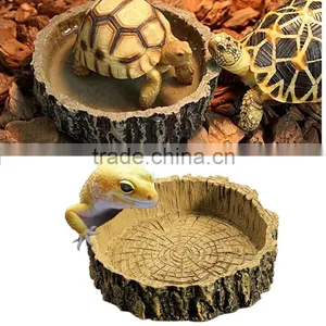 Best Promotion Brown Color 10.5*2.5cm Reptile Tortoise Water Dish Food Bowl Toy For Amphibians Gecko Snakes Lizard thumbnail-1