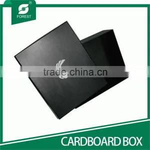 WHOLESALE LUXURY BLACK CARDBOARD SHOES PACKAGING BOX WITH UV VARNISHED thumbnail-1
