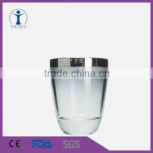 Cheap Trust Wholesale Custom Glassware Manufactory Whiskey Glass Cup With Silver Rim Hand Made thumbnail-1