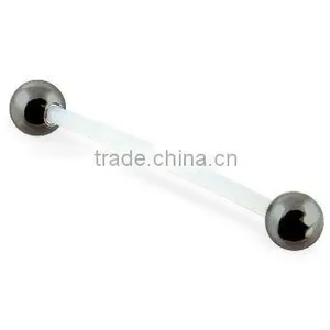 Flexible Bioplast Straight Barbell With Titanium Plated Balls thumbnail-1