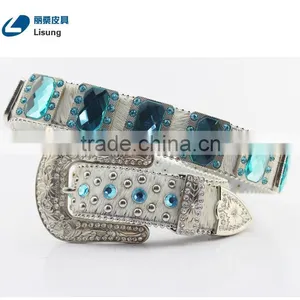 Cowboy Crystal Full Grain Horse Hide Leather Belt With Hair thumbnail-1