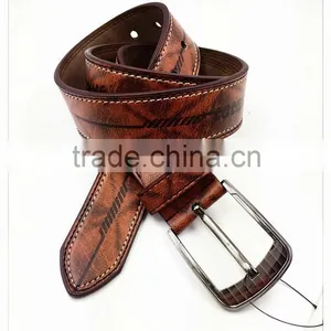 Brown Printed Retro pu Belt for Mens Jeans thumbnail-1