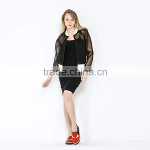 Latest Ladies Office Wear Dresses Rayon Sexy Net Dress thumbnail-2