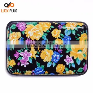 Luckiplus Inventory Black With Yellow Floral Aluminum Wallets Identity Theft Blocker thumbnail-1