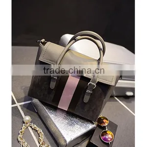 Ladies Grinding Yarn Bag New Colour Bar Bags Factory pu Hand Bags pu Tote Guangzhou Bag Factory Contrast Color Handbag thumbnail-3