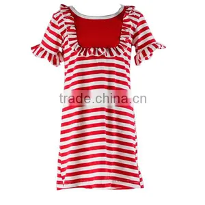 The Latest Fashions Children's Boutique Clothing Stripe Little Baby Girls Dress Pure Cotton Ruffle Dress thumbnail-3