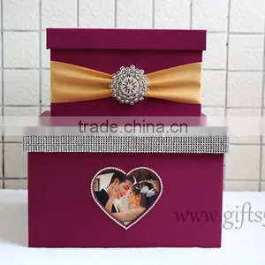 Personalised Purple Wedding Box Wedding Card Box With Photo Frame thumbnail-3