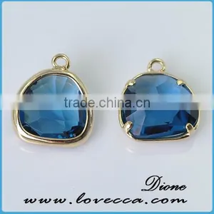 Fashion Gold Silver Plated Carved Framed Glass Pendant Jewelry thumbnail-1