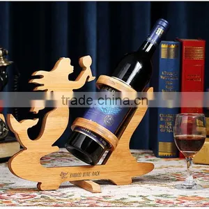 WR005/100% Bamboo Material Hot Sale Mermaid Shaped Folding Bamboo Red Wine Rack thumbnail-2
