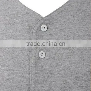 Grey Custom Active Short Sleeve Button Blank Men Baseball Jersey thumbnail-3