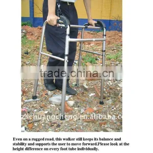 Aluminum Walker Automatic Height-adjustable Walker Old People Foldable Rollator Walker With Seat thumbnail-1