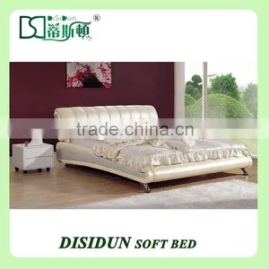 Italy Royal Design Luxury Cream Color Super King Size Leather Bed DS-8015 thumbnail-1