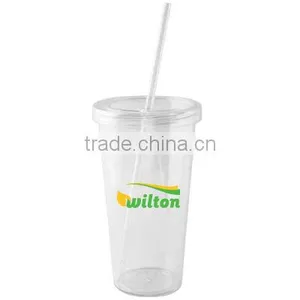Hot Sales Plastic Double Wall Tumbler With Straw thumbnail-1
