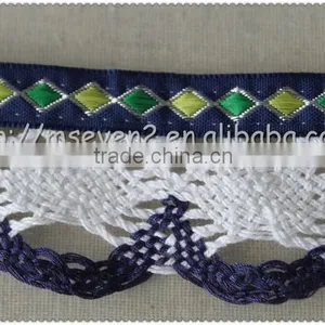 Hot Fashion Black / White Colors Scalloped Shaped Cotton Trims, Jacquard Ribbon With Cotton Lace thumbnail-6