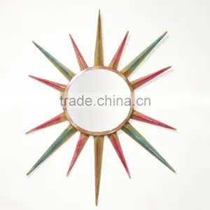 Sun Shape Decorative Multicolor Wall Mirror thumbnail-1