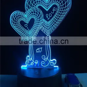Balloons Heart Shape Custom 3d Colorful Night Light Led Acrylic Lamp thumbnail-1