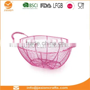 Oval Wire Baskets Garlic Fruit Storage Rustic Trugs Wood Handle Eggs Basket thumbnail-5