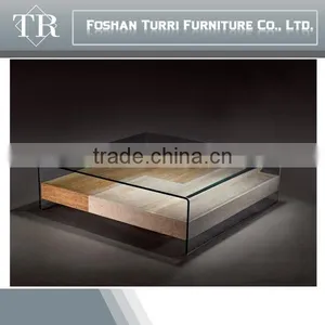 Modern Travertine With Movable Glass Surface Tea Table thumbnail-1