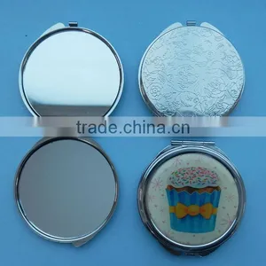Epoxy Logo Foldable Round Shape Metal Cosmetic Two Sides Mirror thumbnail-1