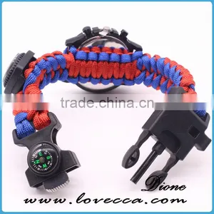 2017 New Style Climbing Camping Survival Bracelets Umbrella Rope Firestarter Life Saving Paracord Watch Band thumbnail-4