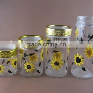 Glass Cookie Jar With Printing Sun Flower thumbnail-1