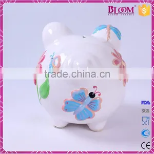Simple Design White Pig Shape Ceramic Cheap Piggy Bank thumbnail-3