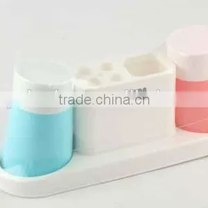 3PC Double Color Plastic Toothbrush Holder and Cup Set Bathroom Set thumbnail-1