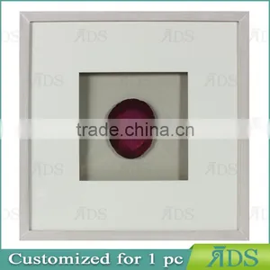 Wooden Shadow Box Frame Encasing Colorful Agate Stone Under Glass thumbnail-6