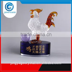 Jingyage Personalized Chinese Zodiac Crystal Rooster Deep Thinkers 3d Model Souvenir Gifts thumbnail-1