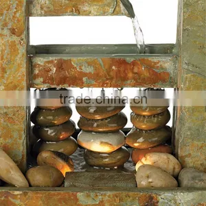 Zigzag Natural Slate Lighted Table Fountain thumbnail-2
