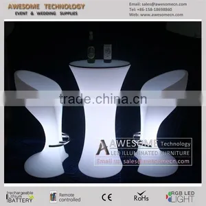 Pink Plastic Led Bar Stool and Romantic Cocktail Bar Table thumbnail-1