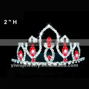 HC172-013 2016New Fasion Design India Red Rhinestone Wedding Crowns thumbnail-1