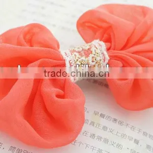 CF0714 Fancy Handmade Orange Fabric Hair Bows Accessories for Women thumbnail-1