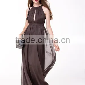 2017 New Arrival Sexy Women Dress Halter Plunge Neck Pleated Bodice Wholesale Maxi Dress Long Evening Dress thumbnail-3