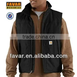 Men's Sleeveless Padded Quilted Cotton Canvas Waistcoat Work Vest Black Workwear thumbnail-1