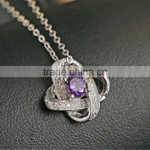 2017 New Fashion Hollow Flower CZ Pendant Necklace Jewelry Eternal Lucky Star Necklace thumbnail-2