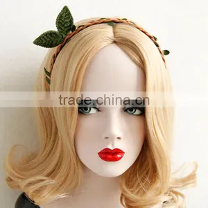 Handmade Cute Rabbit Ear Hair Band With Leaf Decorative Headband for Girls thumbnail-1