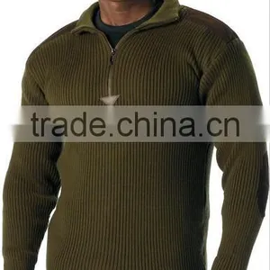 Wholesale Black Acrylic Quarter Zip Military Style Pullover Sweater thumbnail-4