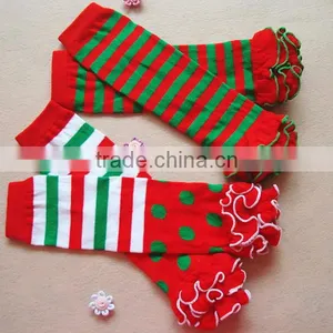 Baby Leg Warmer Christmas Stripe Leggings With Ruffle Baby Winter Leg Warmer thumbnail-3