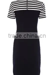 Hot Sale Chic Horizontal Stripes Curved Hem Sweater Dress thumbnail-2