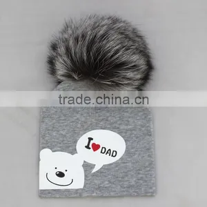 Fashion Spring Warm Custom Knitted Printed Cotton Beanie Hat Baby thumbnail-1