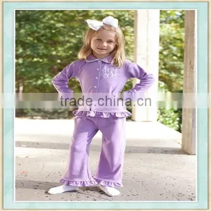 Super Soft Light Purple Lapel Name Winter Clothes Silk Pajamas Set Christmas Costome thumbnail-1