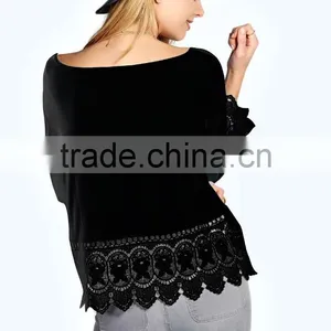 Fashion Women Lace Crochet Loose Tops 3/4 Sleeve Newest Shirt Kimono Casual Blouse For Wholesale 2017 thumbnail-4