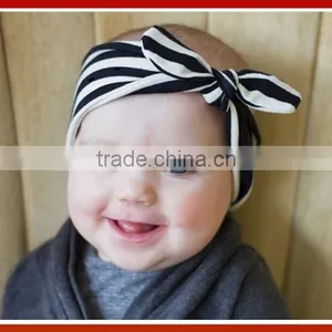 New Design Wholesale Top Quality Jersy Knitted Many Colors Baby Headband Tie Knot Korean/ Baby Metallic Messy Knotted Headbands thumbnail-1