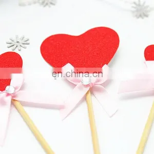 New Design Red Heart With Bow Wedding Birthday Cake Topper thumbnail-2